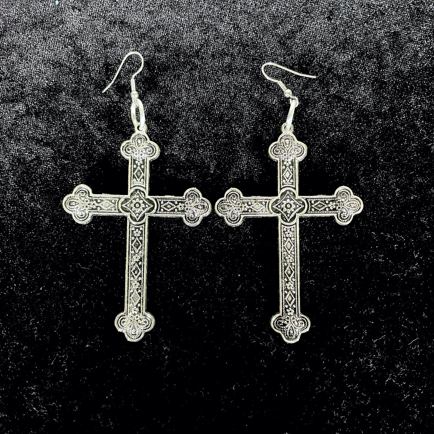 Gothic cross earrings goth tradgoth witch industrial deathrock punk 80's 90's grunge occult 