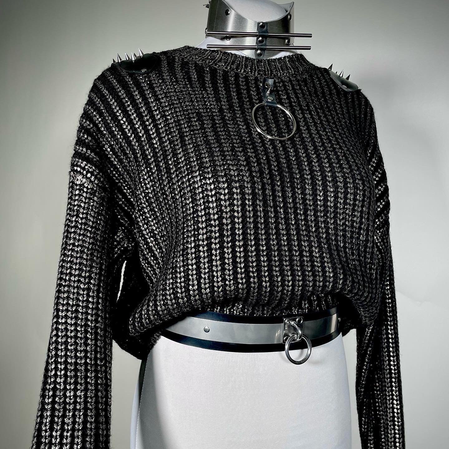 Metallic Sweater with O-ring